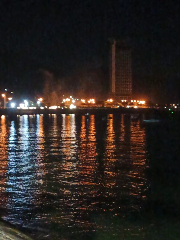 Nha Trang's north waterfront lit up after dark