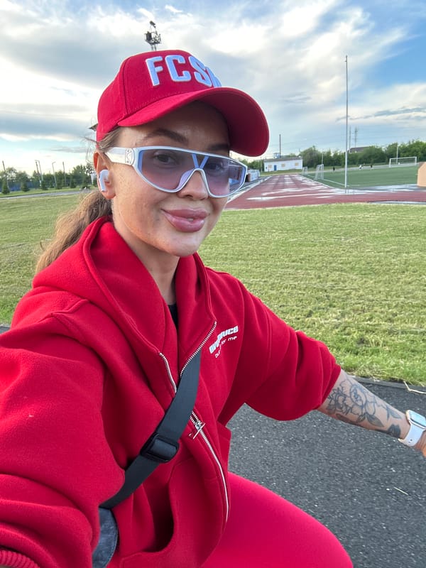 Woman in red cap visits sports complex in Yuzhnouralsk