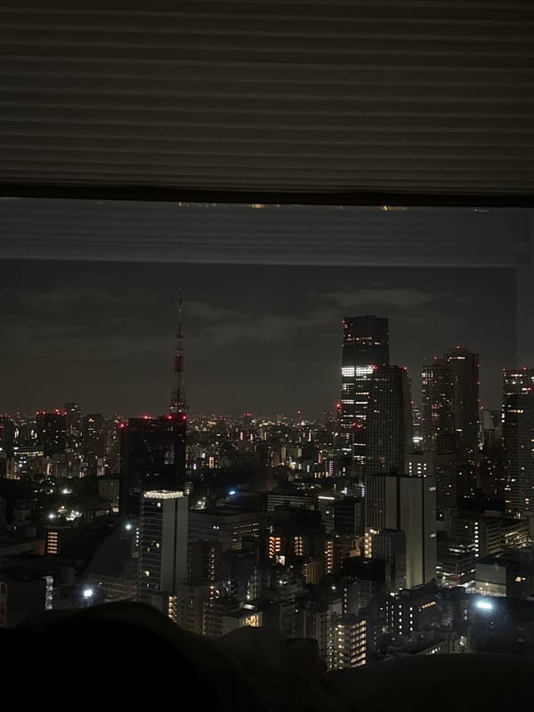 Nighttime cityscape captured from high vantage point in Minato