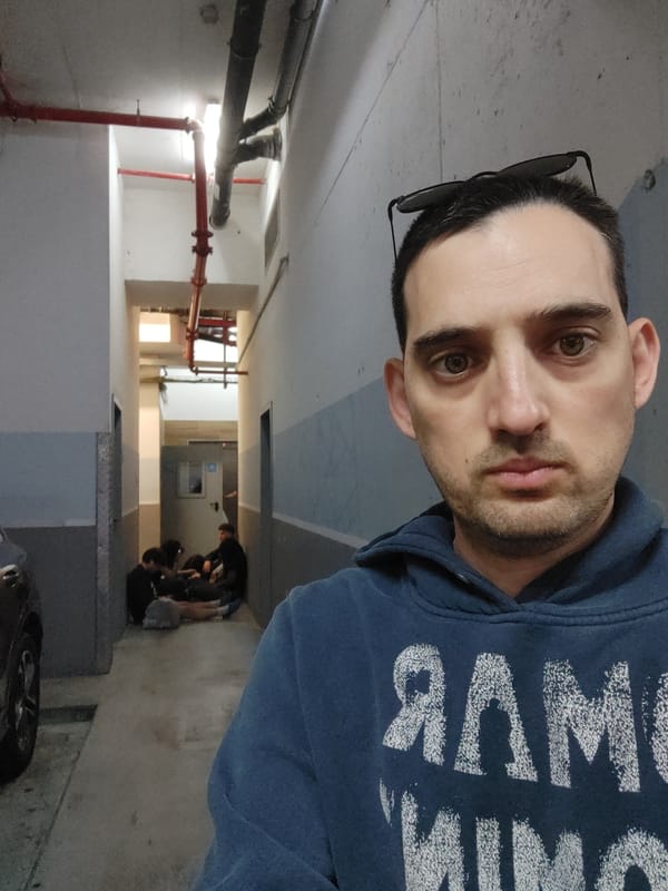 Man takes selfie in unfinished space in Tel Aviv