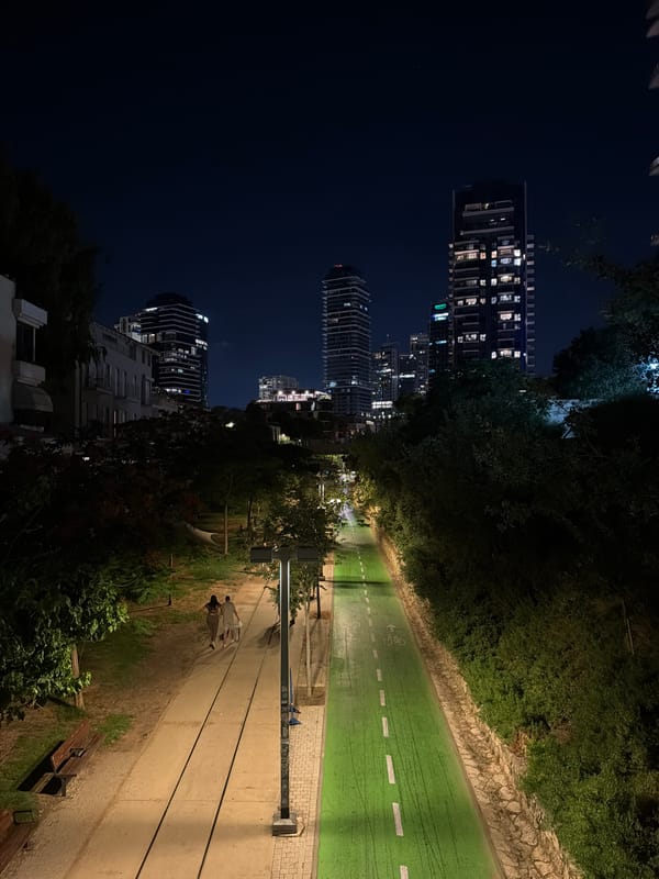 Evening cycling gathering at Tel Aviv street intersections