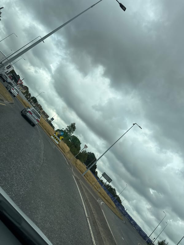 On the road in overcast Waterford, Ireland