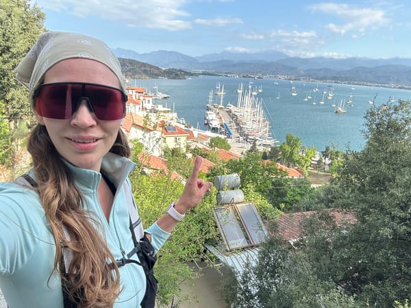 Woman documents early morning scenes in Fethiye, Turkey