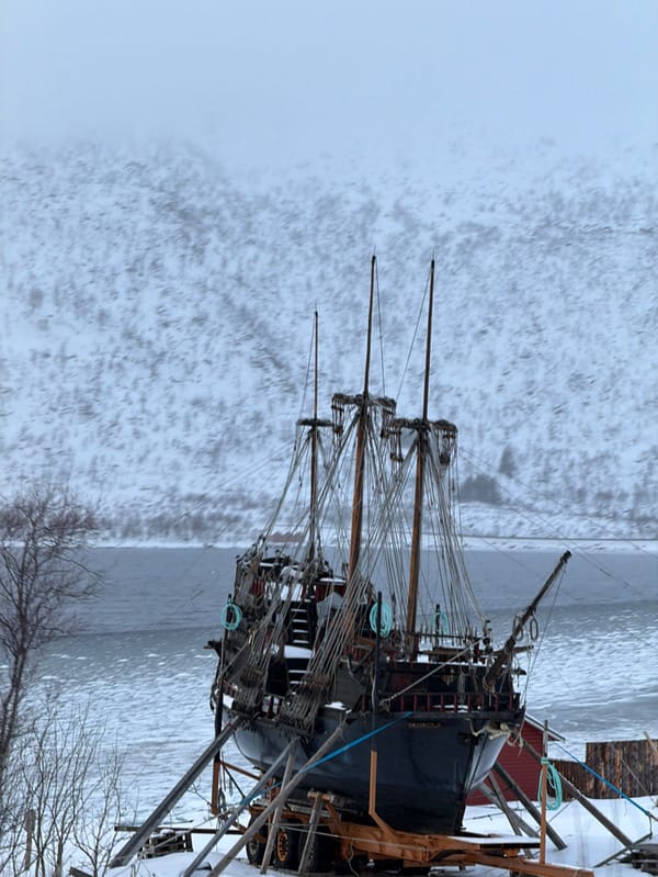Sailing vessel spotted in winter dry dock in Norway