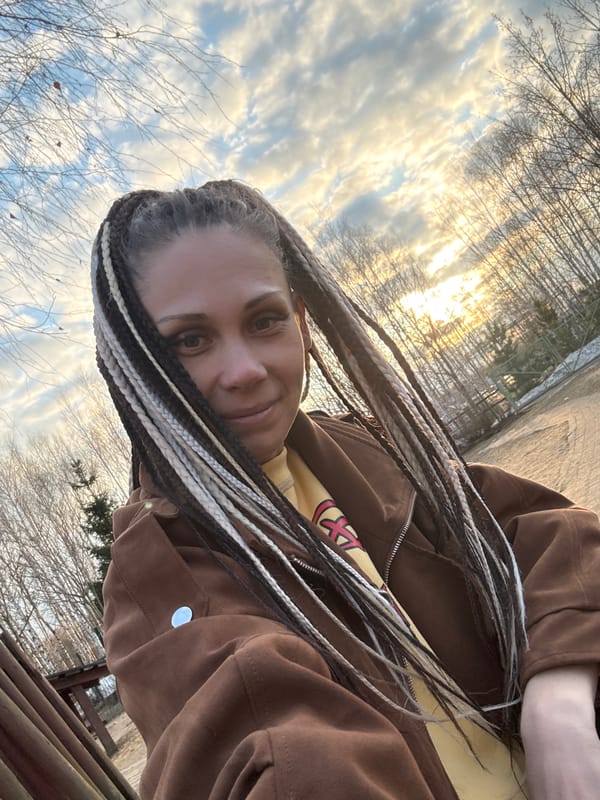 Outdoor moments captured in Rusanovo: woman's selfie, girl watching animals