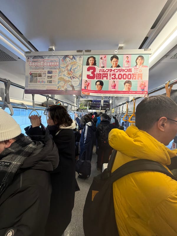 Morning commuters pack Otaru train amid winter season