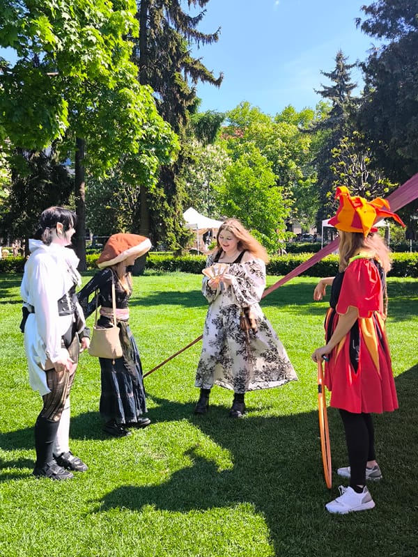Costumed group spotted in Riga park Saturday morning