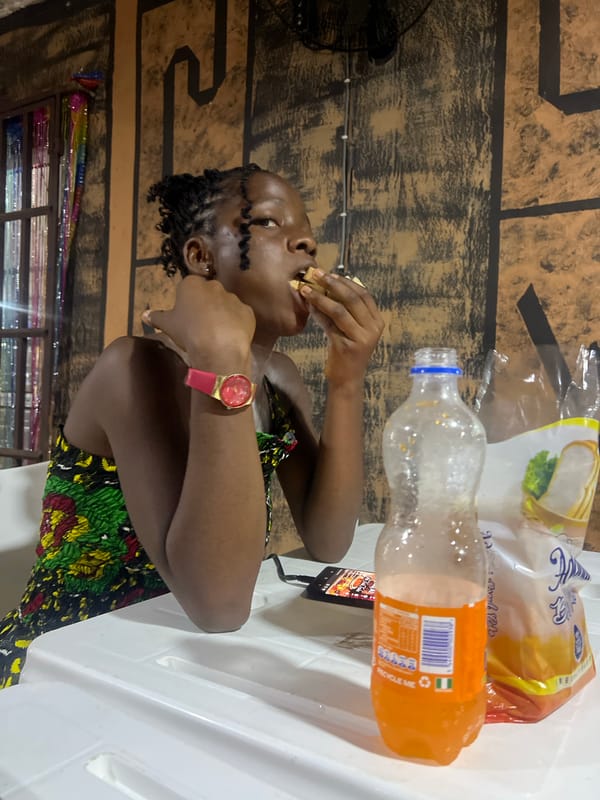 Late-night street food and drinks in Nkpor, Nigeria
