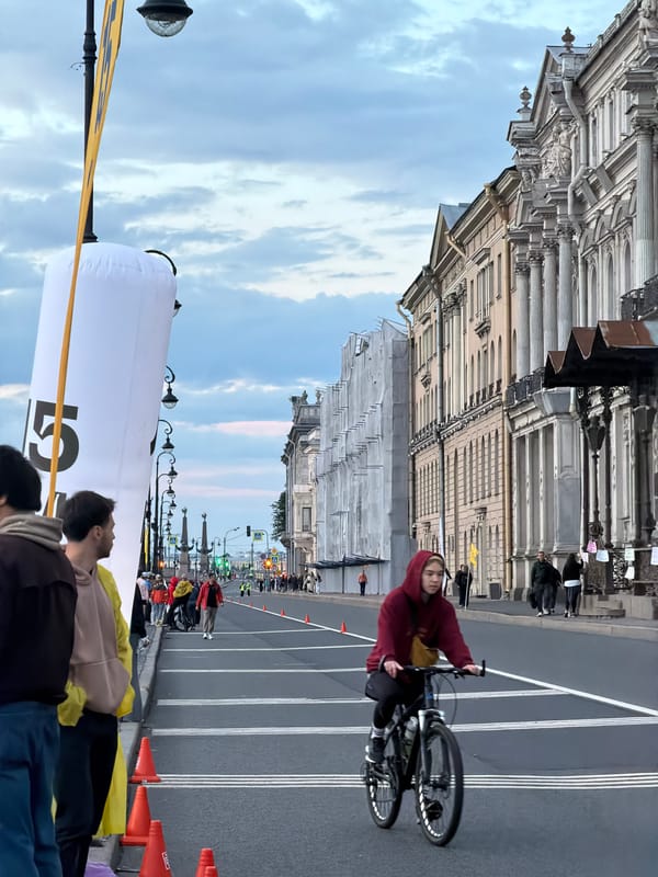 Marathon event along St. Petersburg's Neva River waterfront