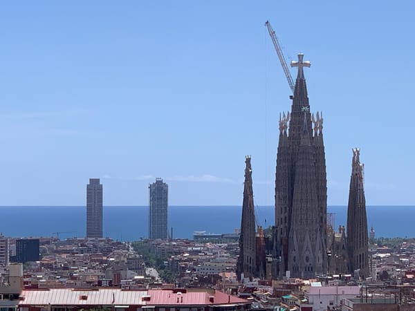 Tourist documents morning Barcelona sightseeing and coffee brewing session