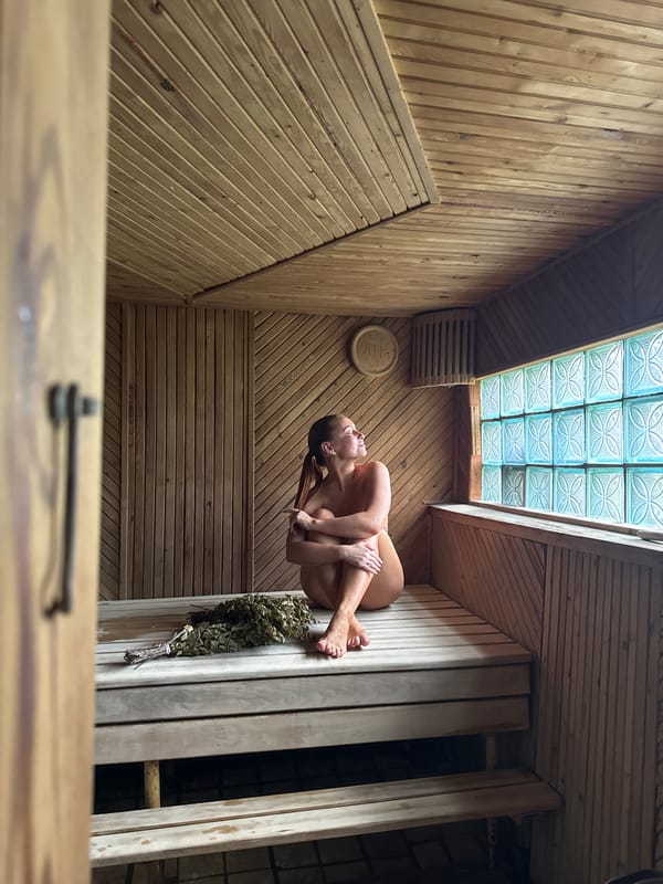 Quiet moment inside a traditional Russian banya