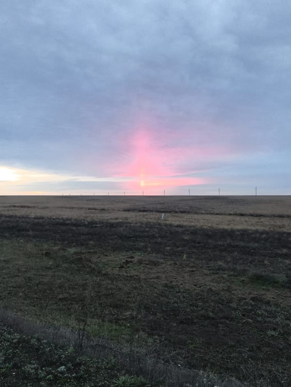 Pink light beam observed on horizon in Kazakhstan