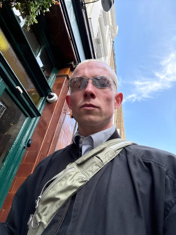 Self-portrait captured on sunny London morning