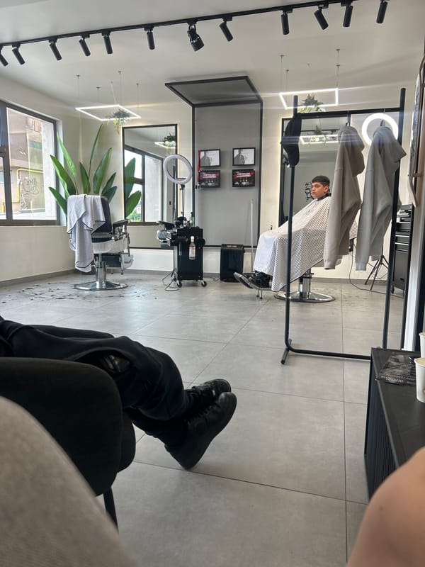 Barbershop interior documented in Veliko Tarnovo, Bulgaria