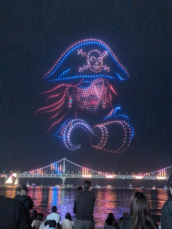 Drone phoenix light show illuminates Busan night sky