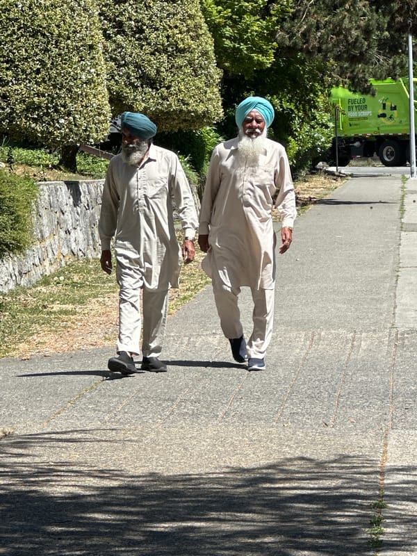 Strolling a paved path in Surrey, Canada