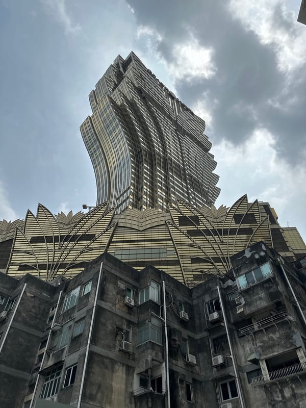 Early morning street scenes captured around Grand Lisboa, Macau