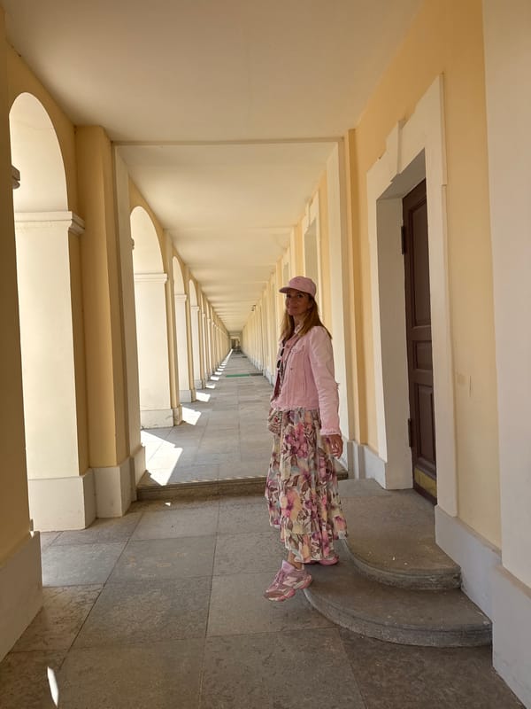 Summer morning at Oranienbaum palace, gardens in full bloom