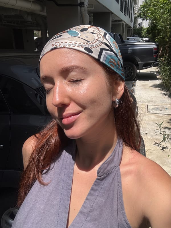 Woman's morning activities documented in Choeng Thale, Thailand