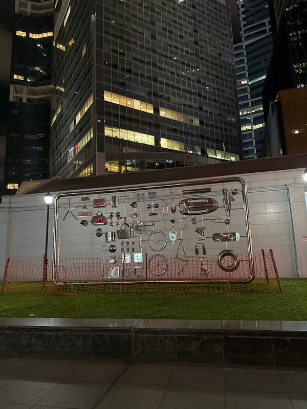 Singapore skyline and riverside landmarks captured in evening documentation