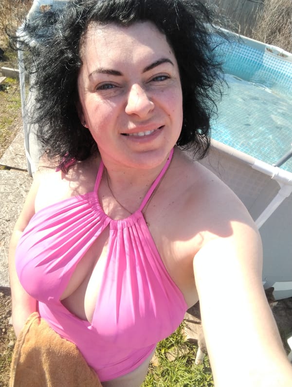 Woman takes morning selfies in rural Russian village