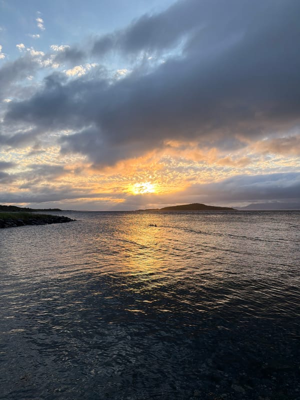 Midnight golden hour on the Norwegian coast near Harstad