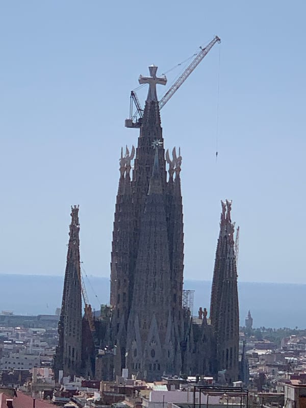 Sagrada Família from multiple angles on a clear Barcelona morning