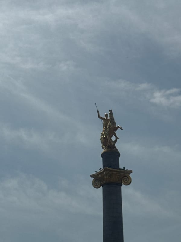 Witnesses document Saint George Monument and Tbilisi cityscape views