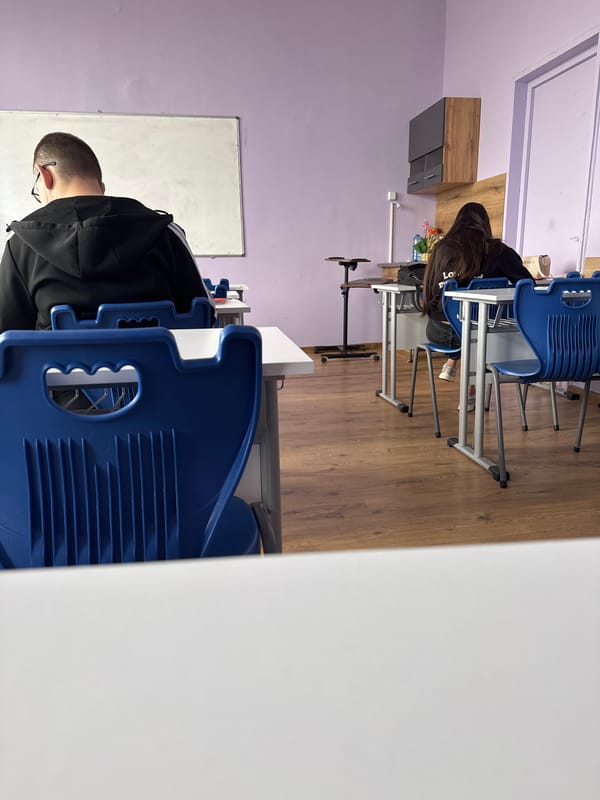 Morning scenes captured in Buhovo: indoor classroom, outdoor eatery