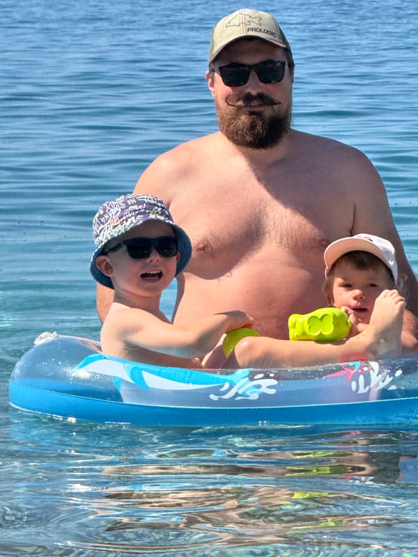 Family swimming session captured in Boreti, Montenegro waters