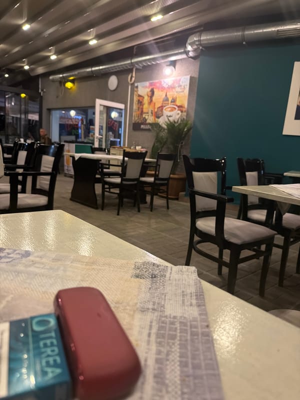 Indoor dining area captured in Ahtopol, Bulgaria