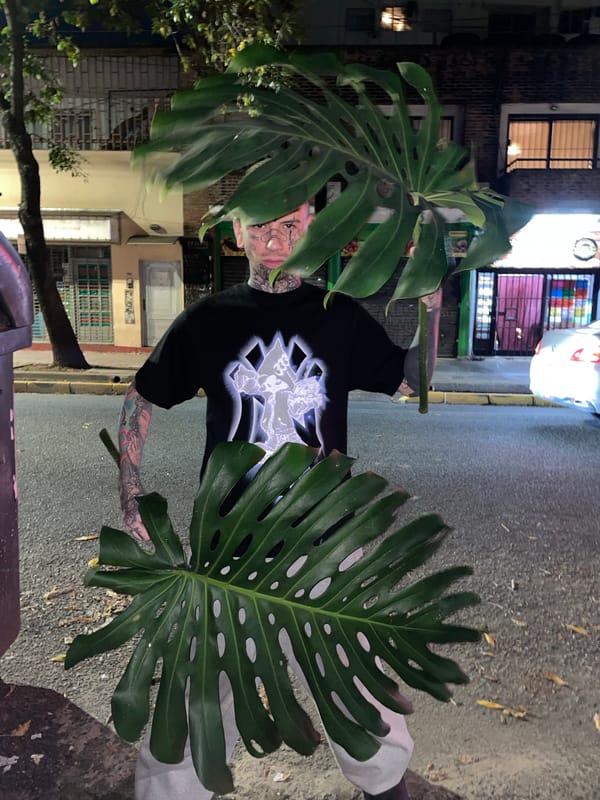Tattooed person with plants, injured man singing captured in Buenos Aires