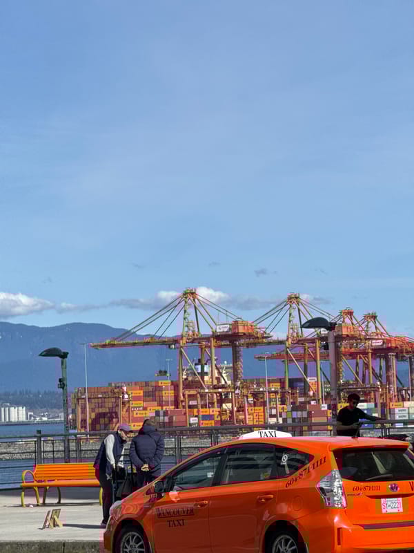 Two people spotted near taxi at Vancouver waterfront