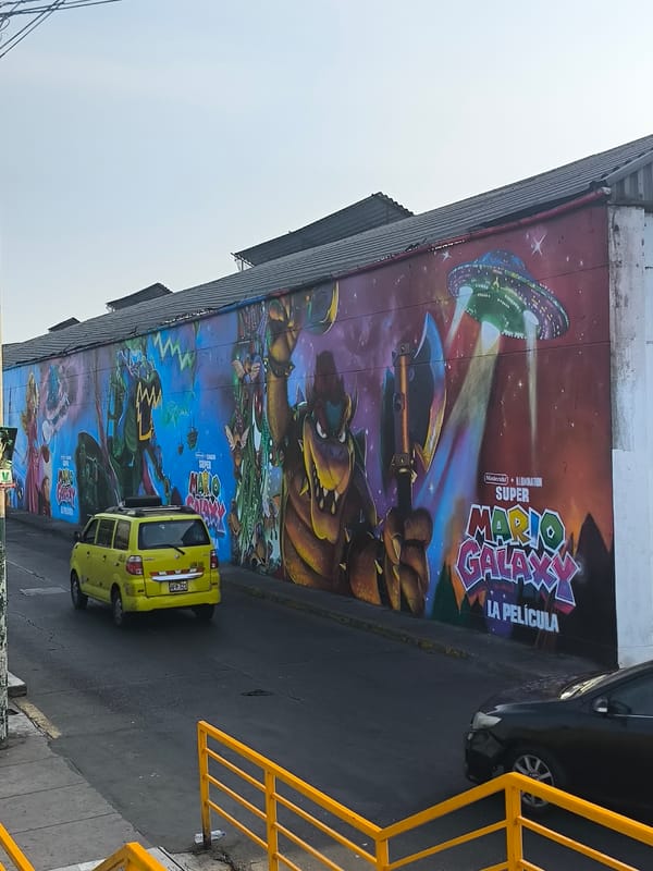 Super Mario Galaxy movie mural documented in La Victoria, Peru