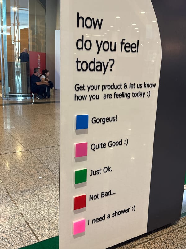 Airport traveler and store mood survey spotted in Barcelona area