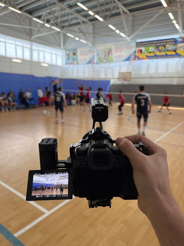 Volleyball match filmed at Bolshaya Murta gymnasium, Russia