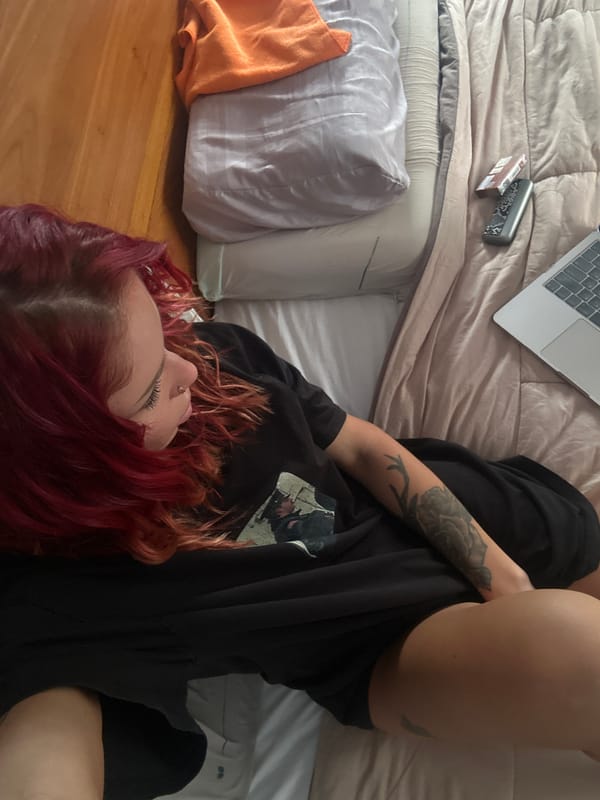 Person with red hair documented resting in North Kuta bedroom