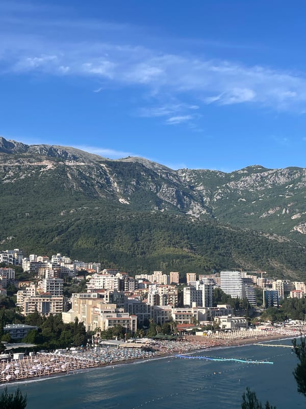 Budva Riviera coastal tour with beach scenes and floral details
