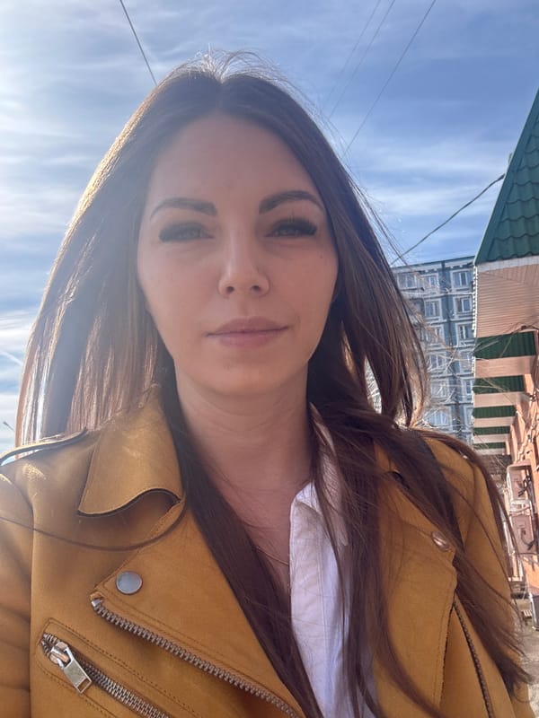 Woman takes morning selfie in Klin, Russia