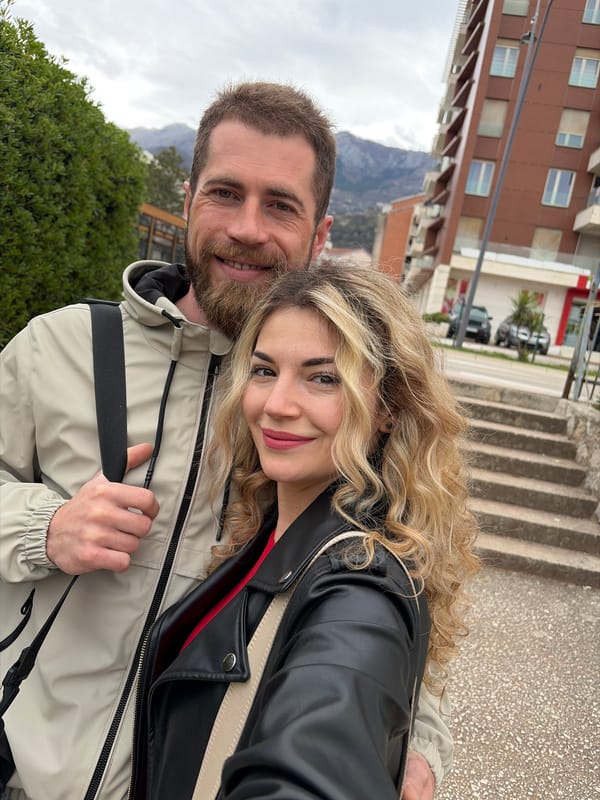 Couple enjoys morning stroll and photo session in Budva