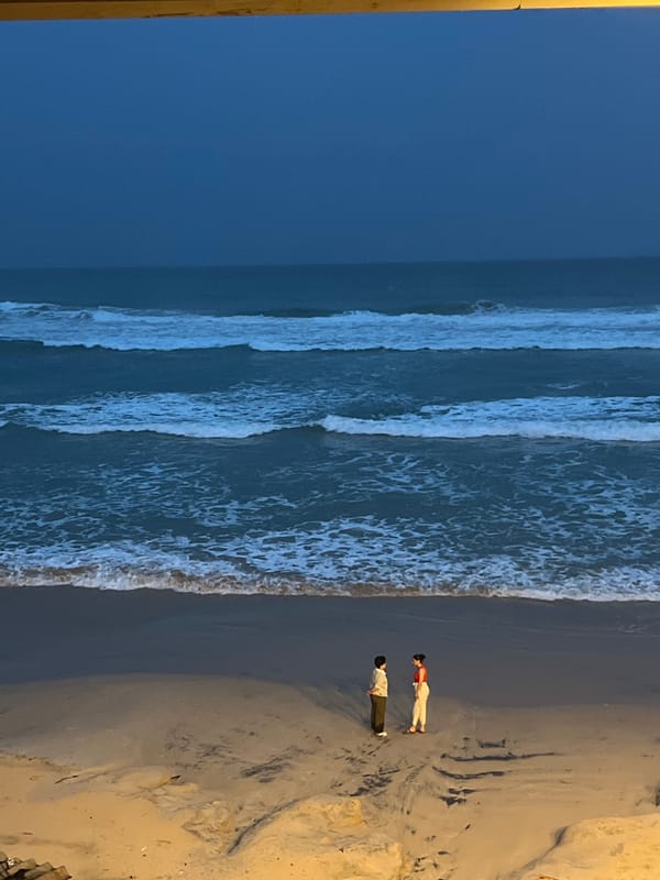 Evening beach activity captured at Ahangama restaurant and shoreline