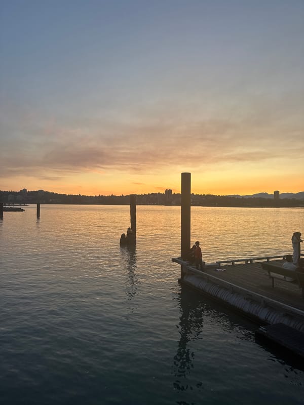 Golden hour on the Fraser River pier, Surrey