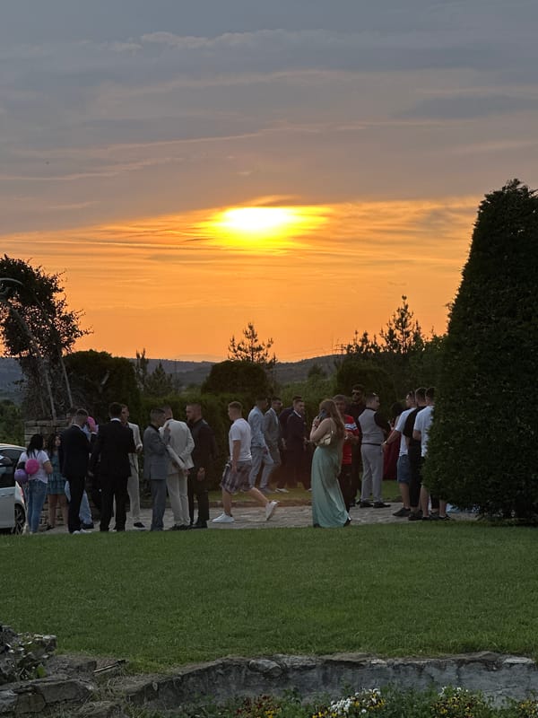 Sunset gathering at historic castle in Arbanassi, Bulgaria