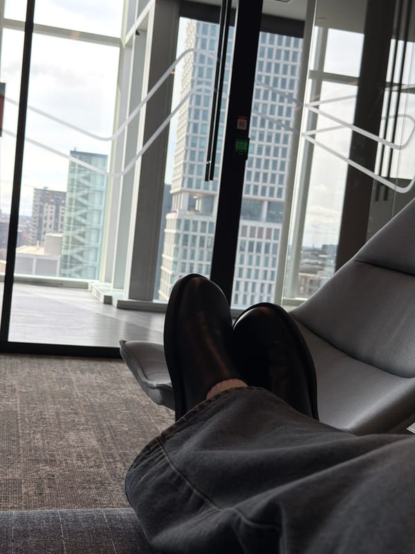 Coffee break captured in Montreal high-rise building