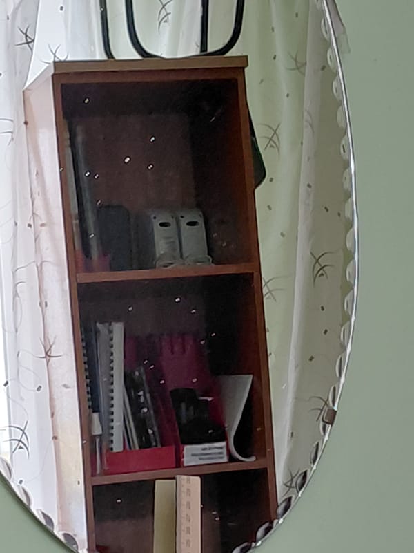 Decorative mirror reflection captured in Nadym, Russia residence
