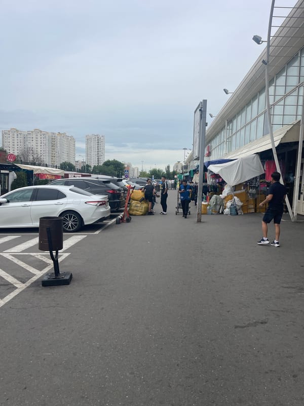 Wet morning at a Moscow outdoor market