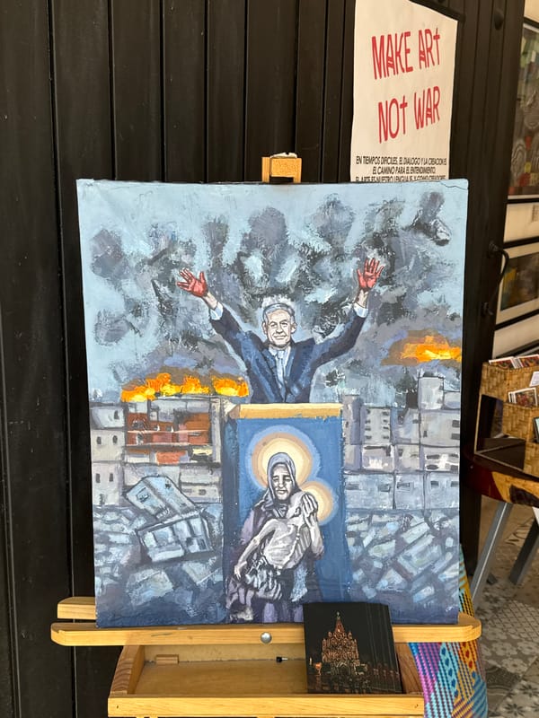 Anti-war artwork displayed in San Miguel de Allende