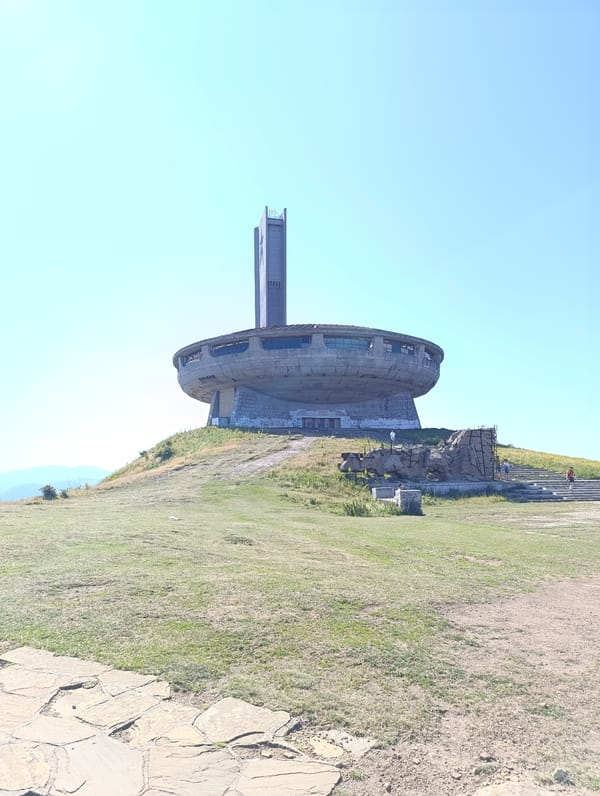 Buzludzha monument and mountain scenery, Shipka Bulgaria