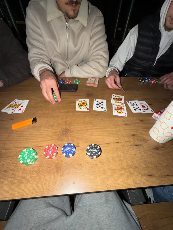 Late-night poker game underway in Vila Real, Portugal