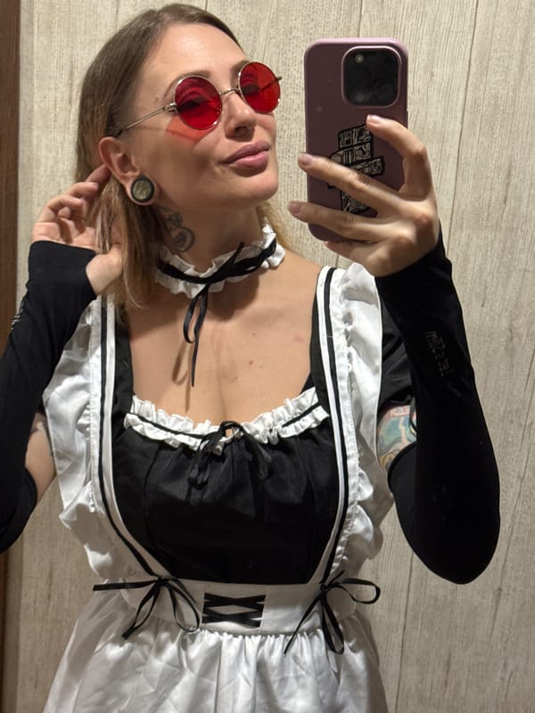 Maid costume selfie with bold accessories in Norilsk